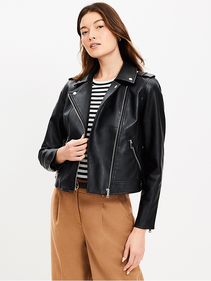 Loft Pebbled Faux Leather Moto Jacket